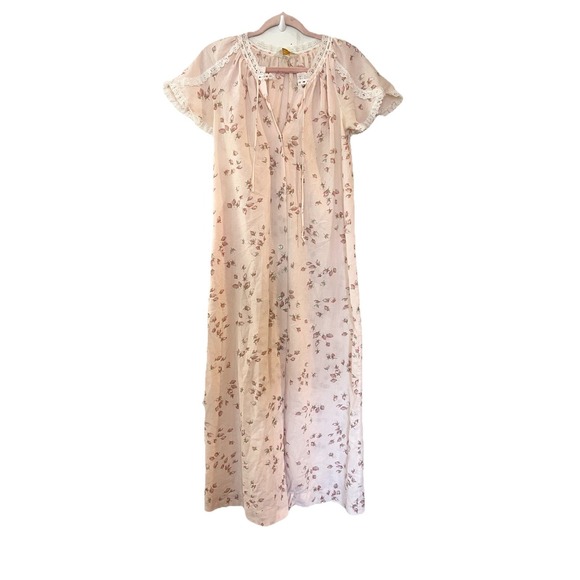 Vintage Dresses & Skirts - Vintage Komar for Leisurely Living Pink Floral House Dress Snap Button Front 70s